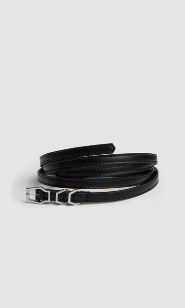 prev - Leather Belt - KAREL BELT MINI - BLACK