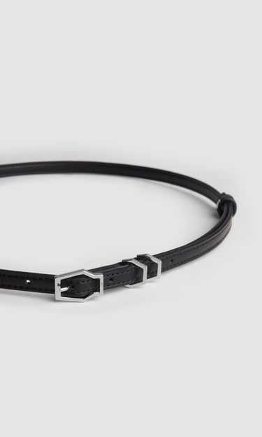 prev - Leather Belt - KAREL BELT MINI - BLACK