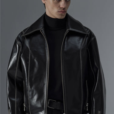 prev - Leather Jacket - ROBIN - BLACK