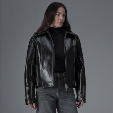 prev - Leather Jacket - ROBIN - BLACK