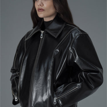 prev - Leather Jacket - ROBIN - BLACK