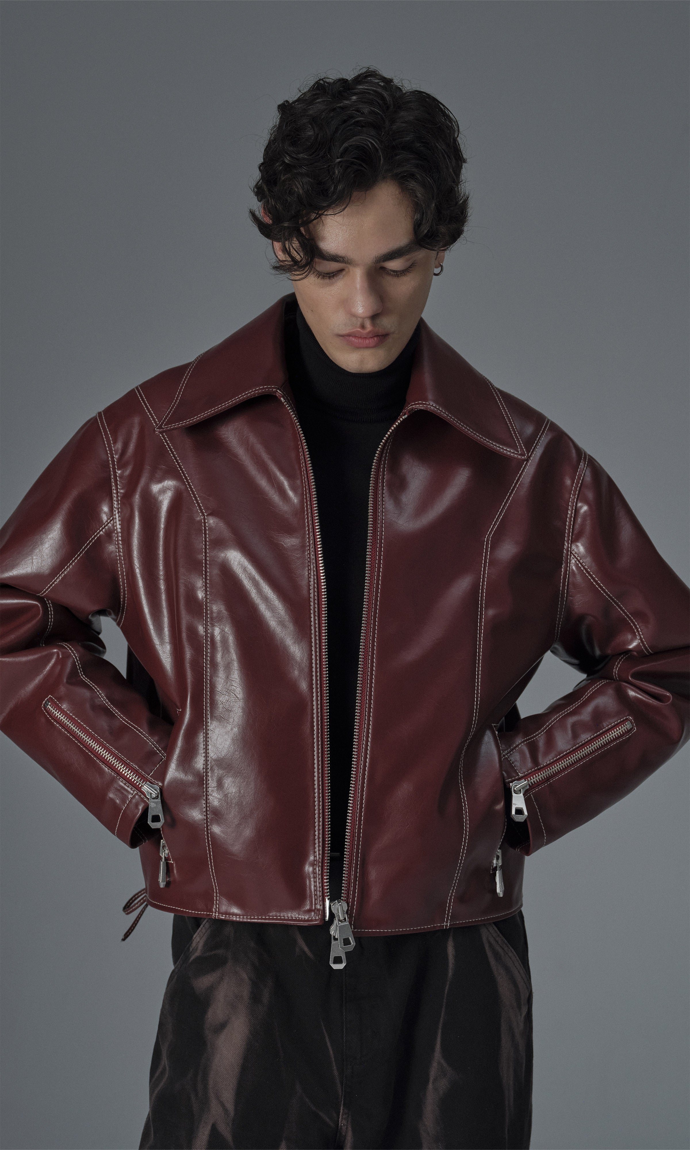 prev - Leather Jacket - ROBIN - BORDEAUX