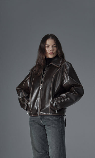 prev - Leather Jacket - ROBIN - SIENNA